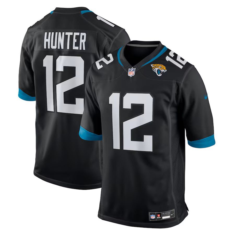 Men Jacksonville Jaguars #12 Travis Hunter Black Nike 2025 NFL Draft First Round Pick Game Jersey